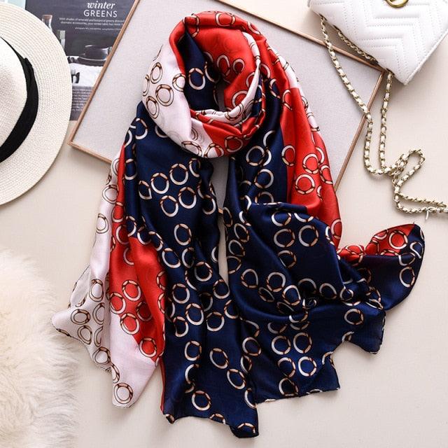 New Brand Designer Luxury  Winter Long Silk Scarf Shawls Wraps Print Cotton Scarf Stylish Head Wraps Scarves Hijabs Neck Scarves Lady Hijab For Female