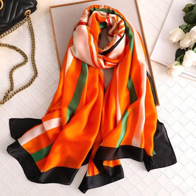 New Brand Designer Luxury  Winter Long Silk Scarf Shawls Wraps Print Cotton Scarf Stylish Head Wraps Scarves Hijabs Neck Scarves Lady Hijab For Female
