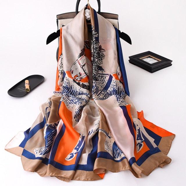 New Brand Designer Luxury  Winter Long Silk Scarf Shawls Wraps Print Cotton Scarf Stylish Head Wraps Scarves Hijabs Neck Scarves Lady Hijab For Female