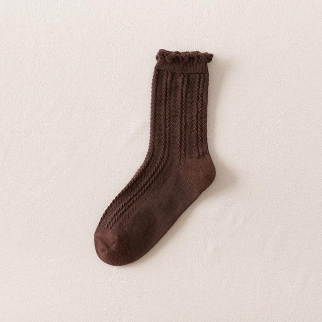 Ruffle Frilly Socks Kawaii Cotton Socks Cute Women Solid Color Warm Winter Running Cycling Climbing Unisex socks For Men And Women