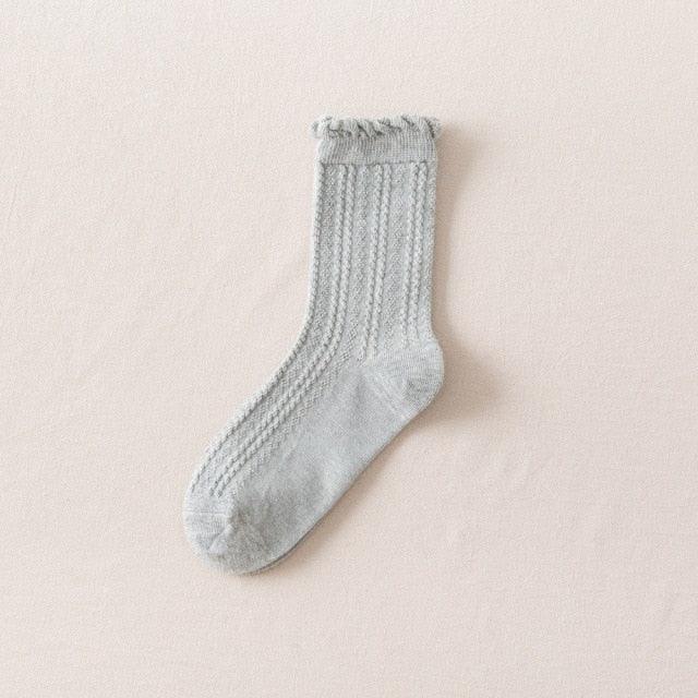 Ruffle Frilly Socks Kawaii Cotton Socks Cute Women Solid Color Warm Winter Running Cycling Climbing Unisex socks For Men And Women