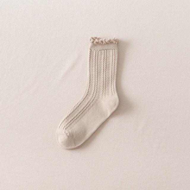Ruffle Frilly Socks Kawaii Cotton Socks Cute Women Solid Color Warm Winter Running Cycling Climbing Unisex socks For Men And Women