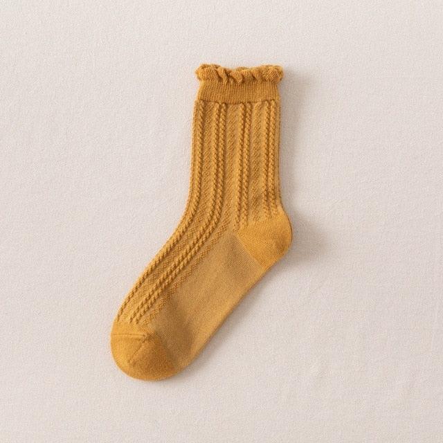 Ruffle Frilly Socks Kawaii Cotton Socks Cute Women Solid Color Warm Winter Running Cycling Climbing Unisex socks For Men And Women