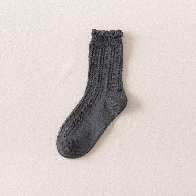 Ruffle Frilly Socks Kawaii Cotton Socks Cute Women Solid Color Warm Winter Running Cycling Climbing Unisex socks For Men And Women