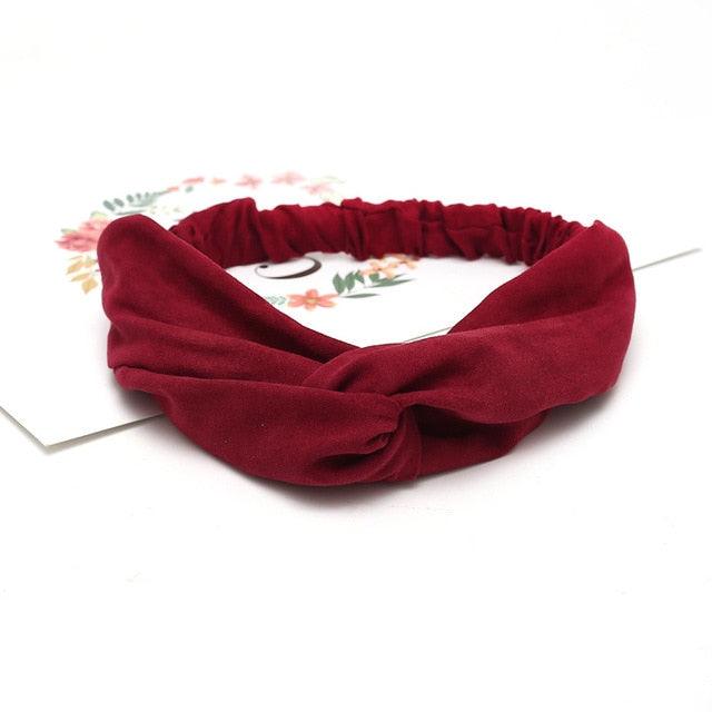 New Women Suede Soft Solid Print Headbands Vintage Cross Knot Elastic Hairbands Bandanas Girls Hair Bands Gorgeous Hair Accessories For Women