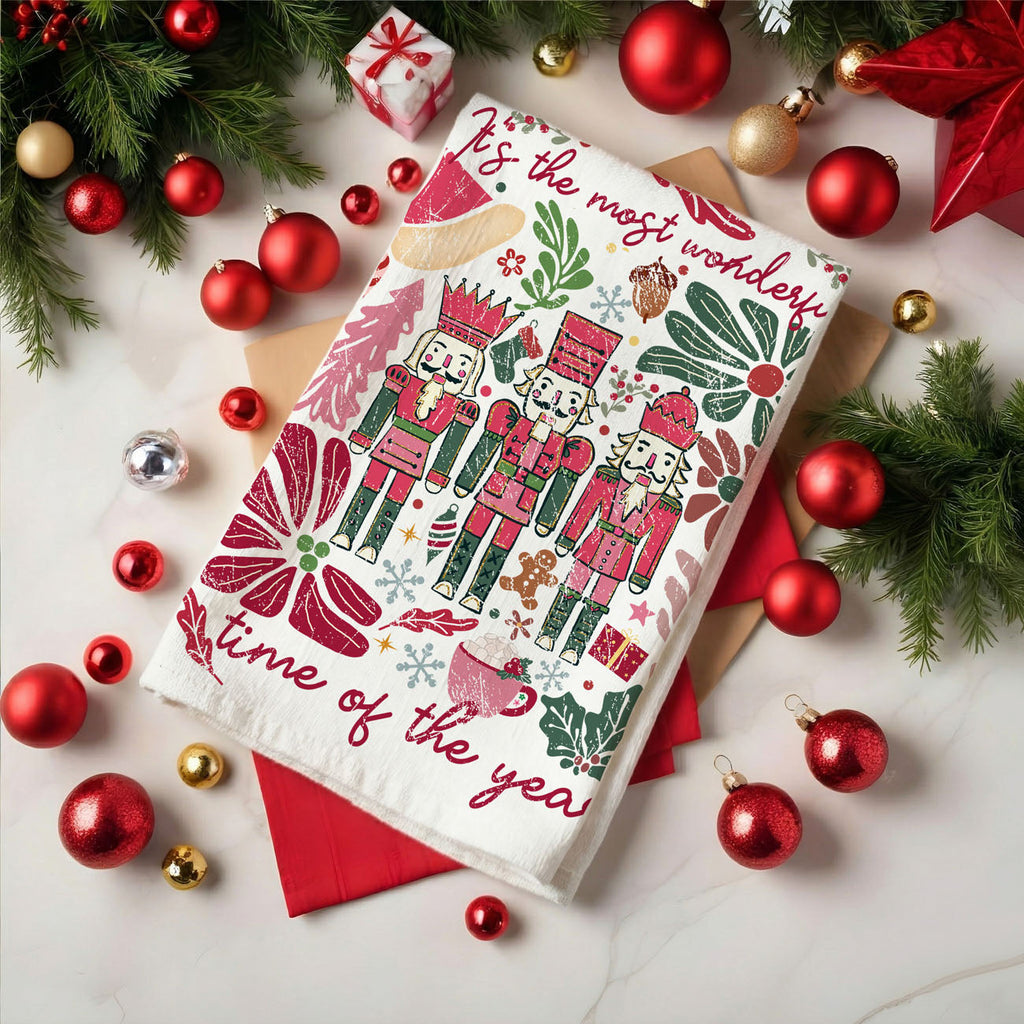 Boho Floral Nutcracker Kitchen Towel