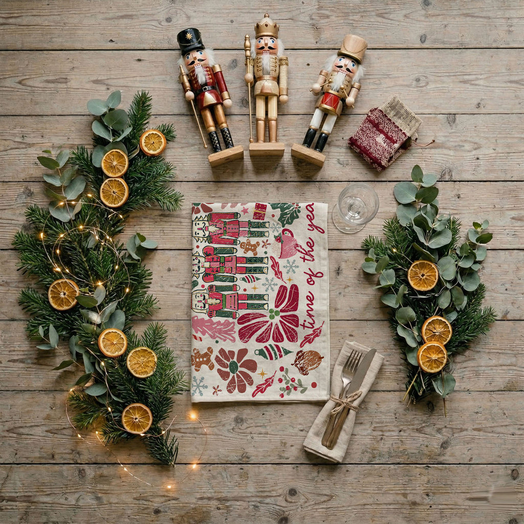 Boho Floral Nutcracker Kitchen Towel