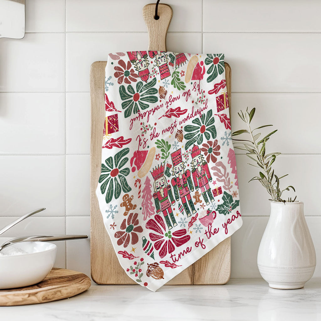 Boho Floral Nutcracker Kitchen Towel