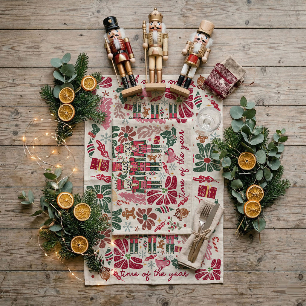 Boho Floral Nutcracker Kitchen Towel