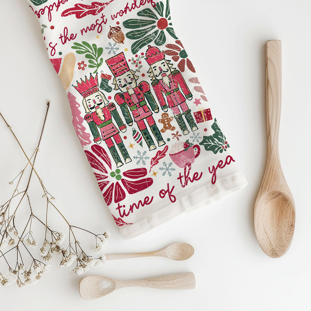 Boho Floral Nutcracker Kitchen Towel
