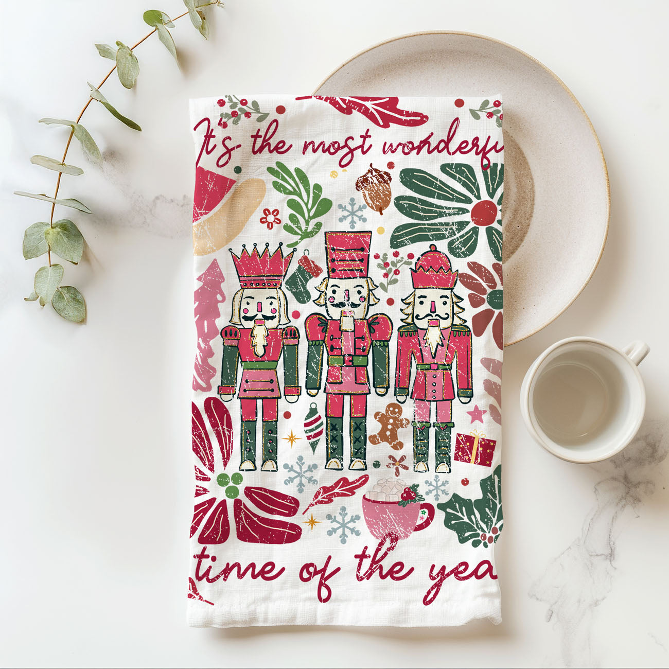 Boho Floral Nutcracker Kitchen Towel