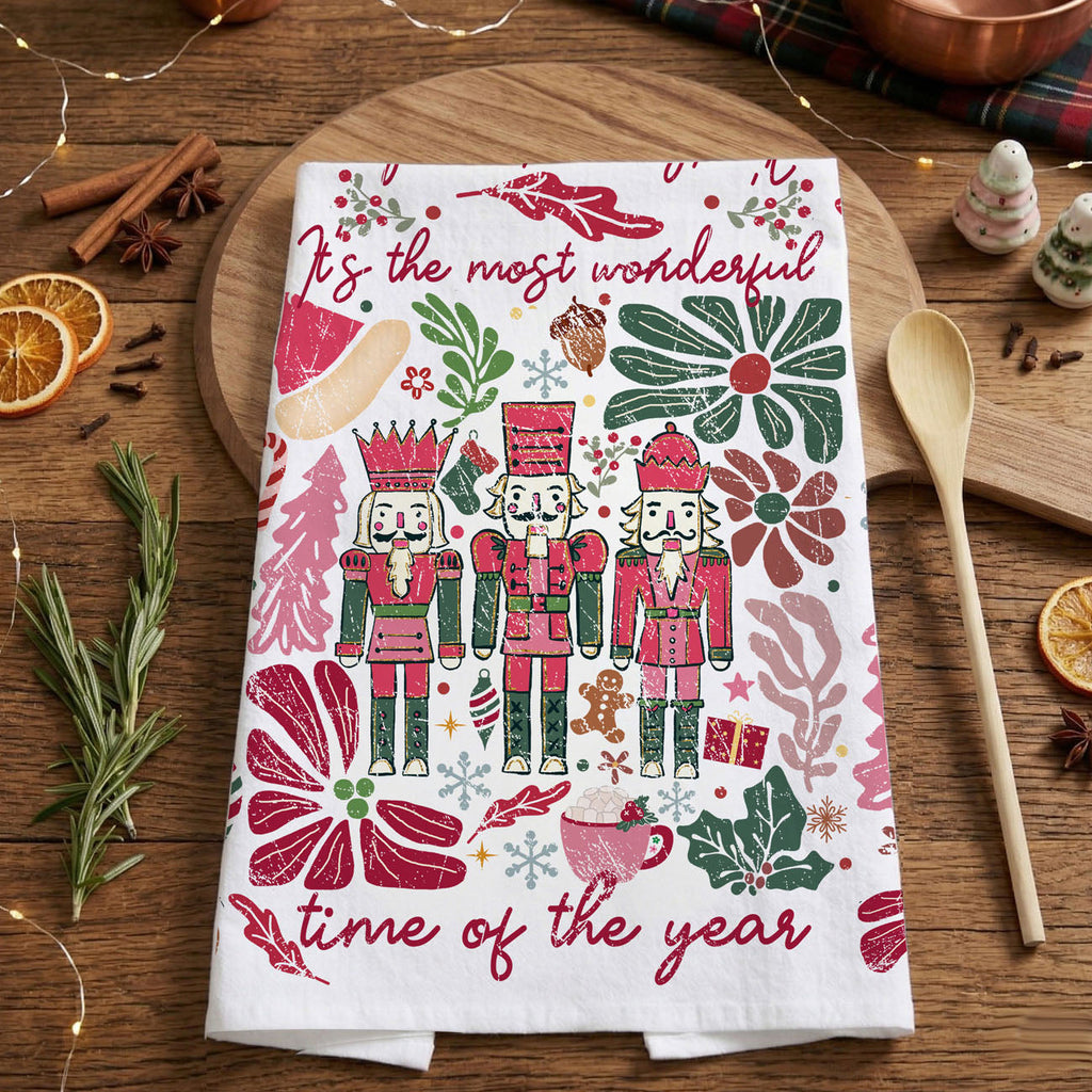 Boho Floral Nutcracker Kitchen Towel