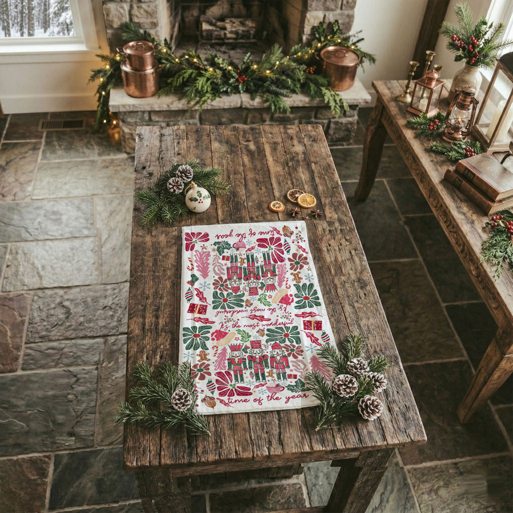 Boho Floral Nutcracker Kitchen Towel