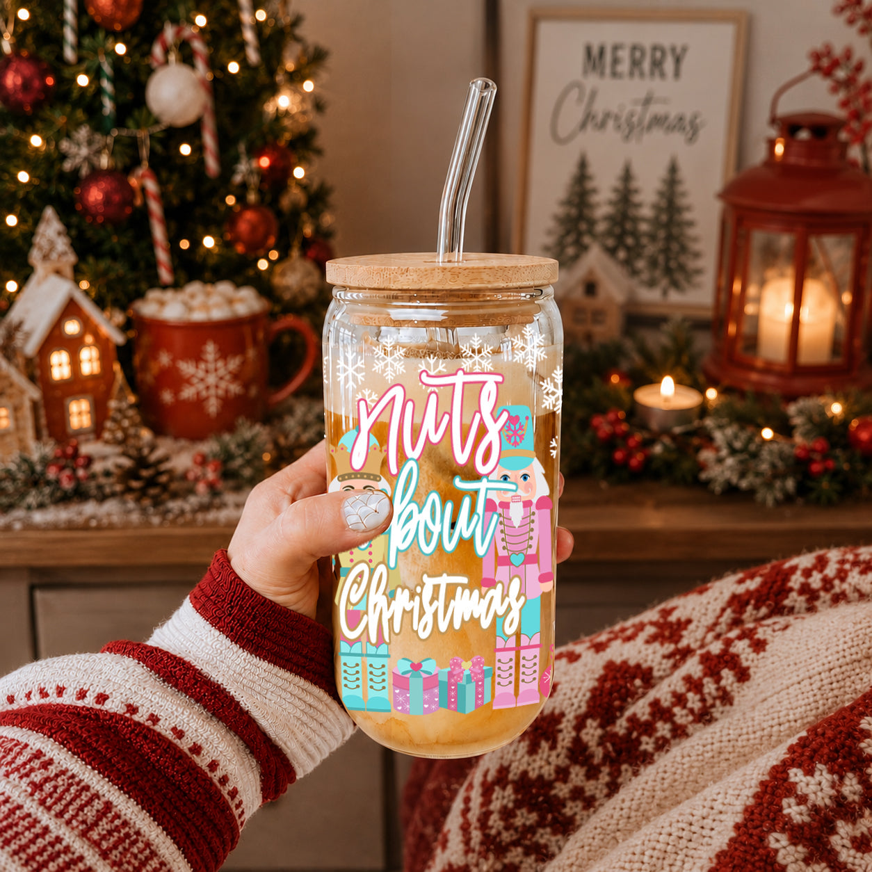 Nutcracker Nuts 17oz Glass Cup
