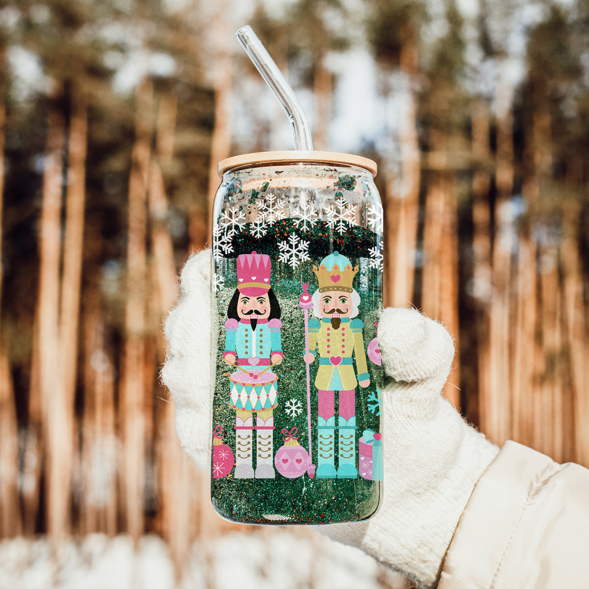 Nutcracker Nuts 17oz Glass Cup