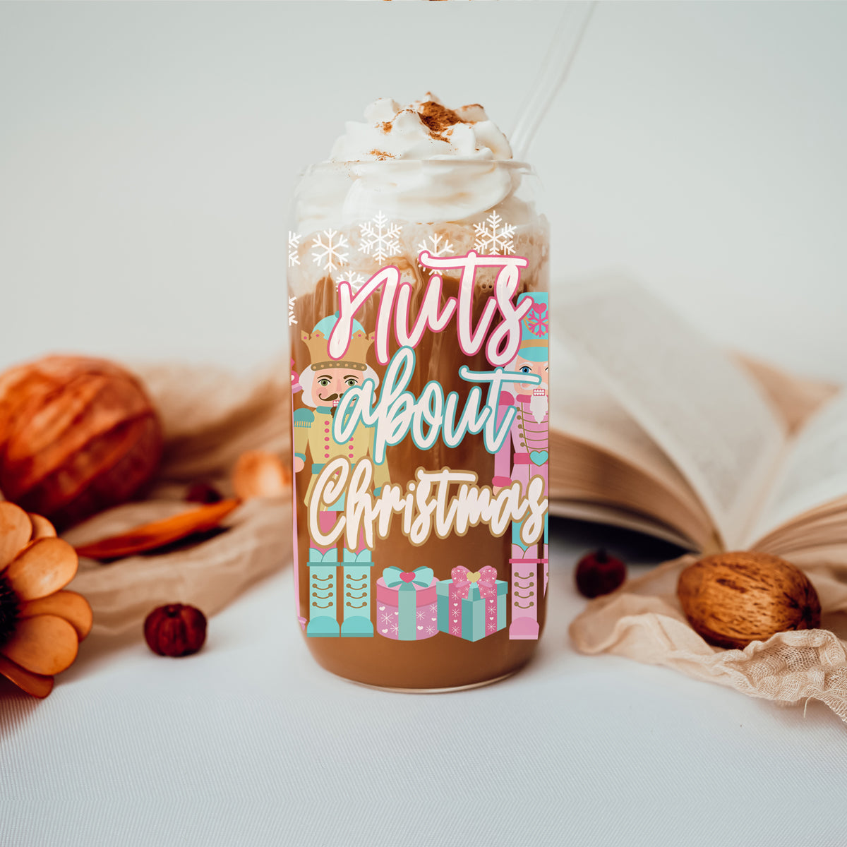 Nutcracker Nuts 17oz Glass Cup