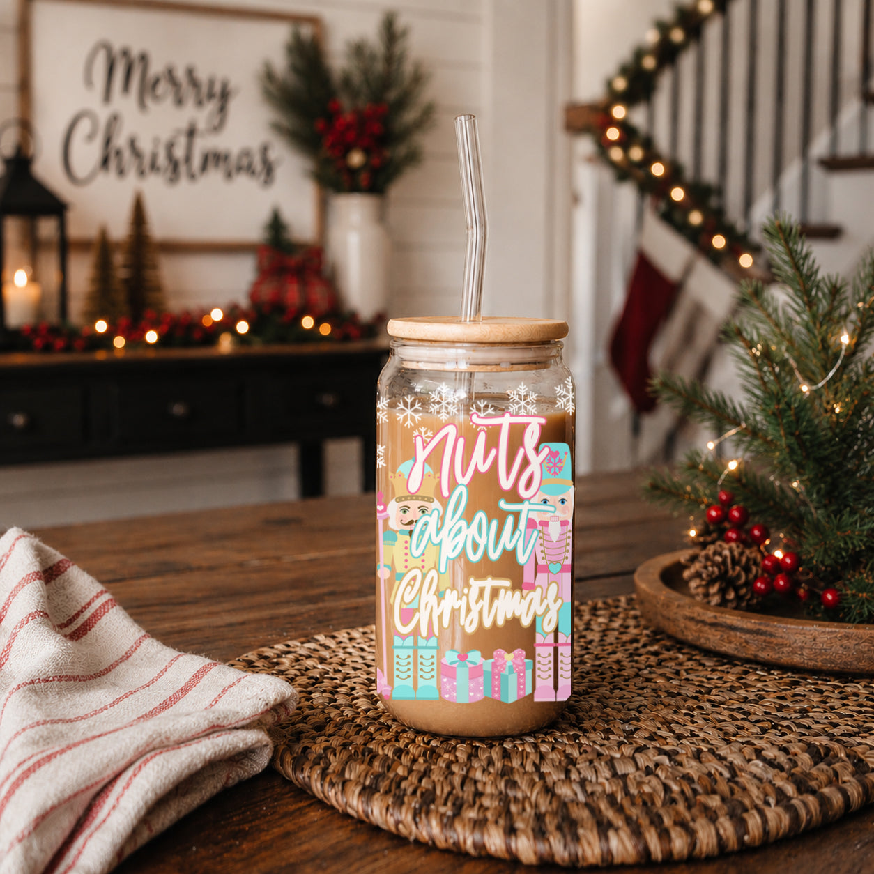Nutcracker Nuts 17oz Glass Cup