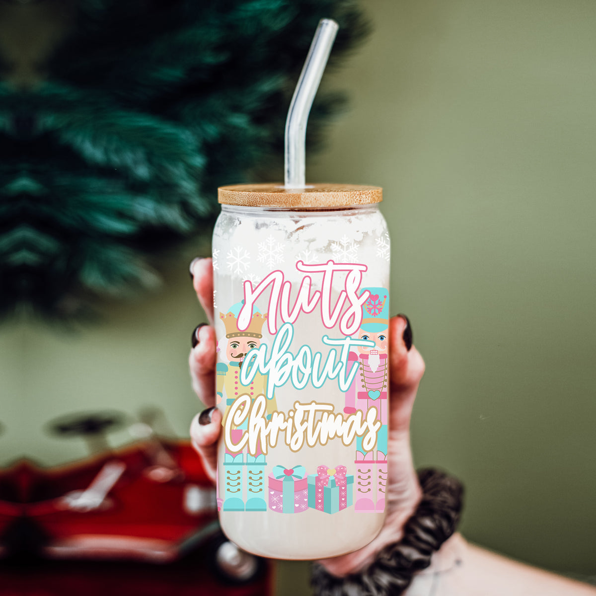 Nutcracker Nuts 17oz Glass Cup