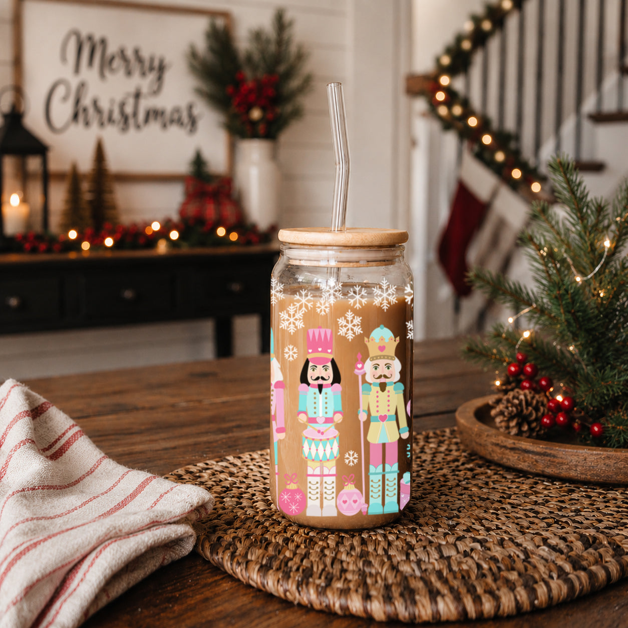 Nutcracker Nuts 17oz Glass Cup