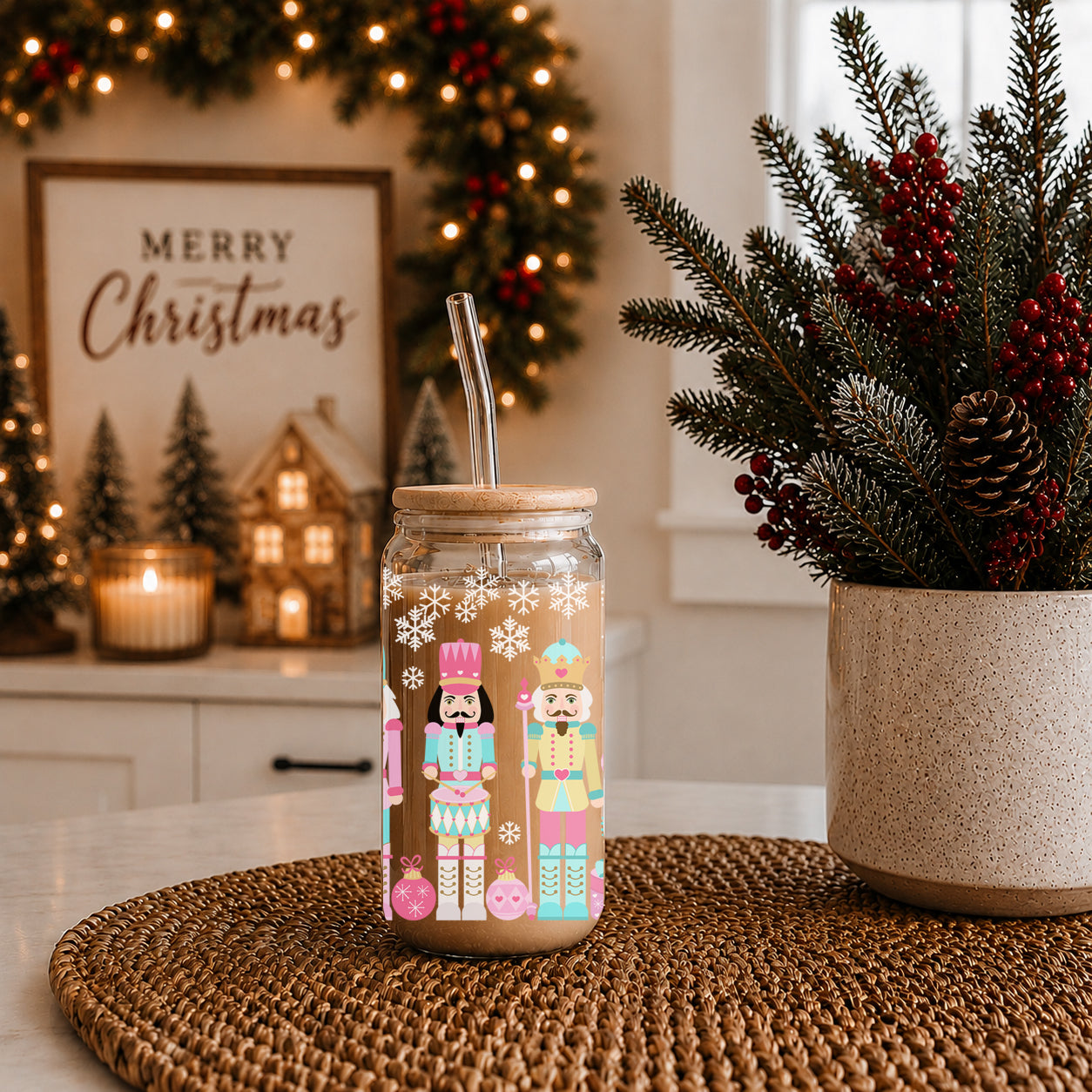 Nutcracker Nuts 17oz Glass Cup