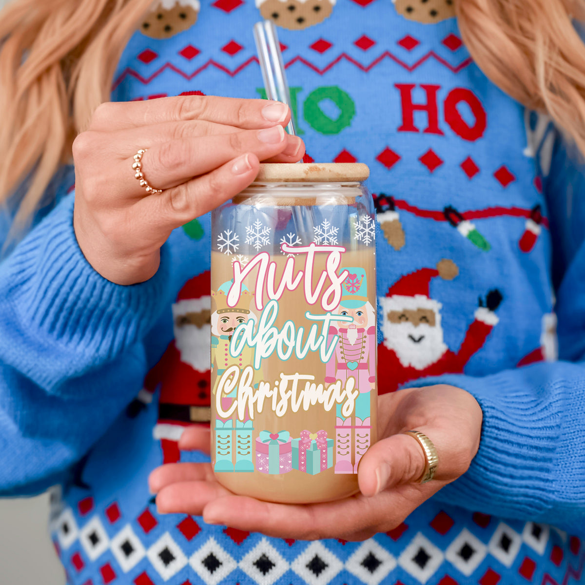 Nutcracker Nuts 17oz Glass Cup