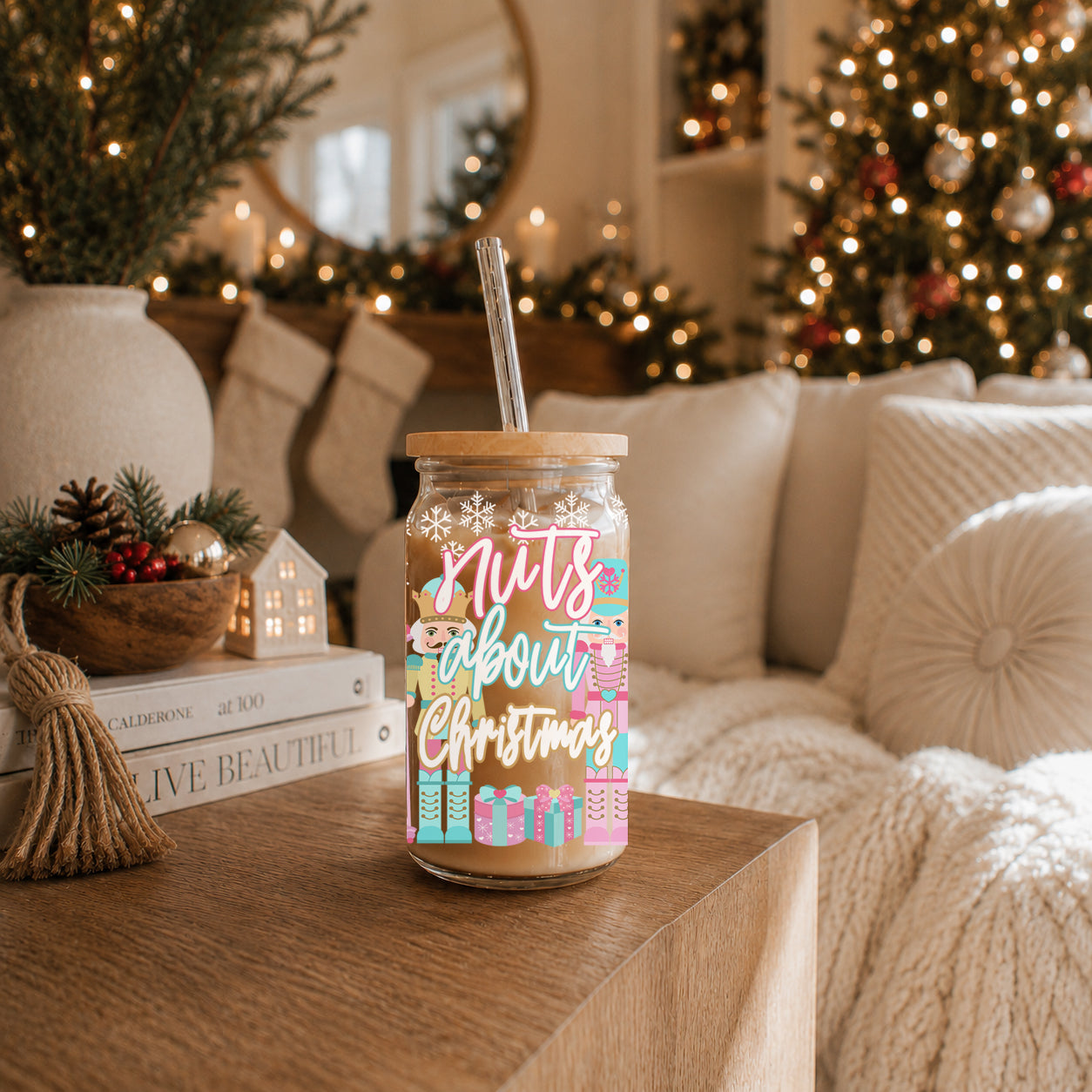 Nutcracker Nuts 17oz Glass Cup