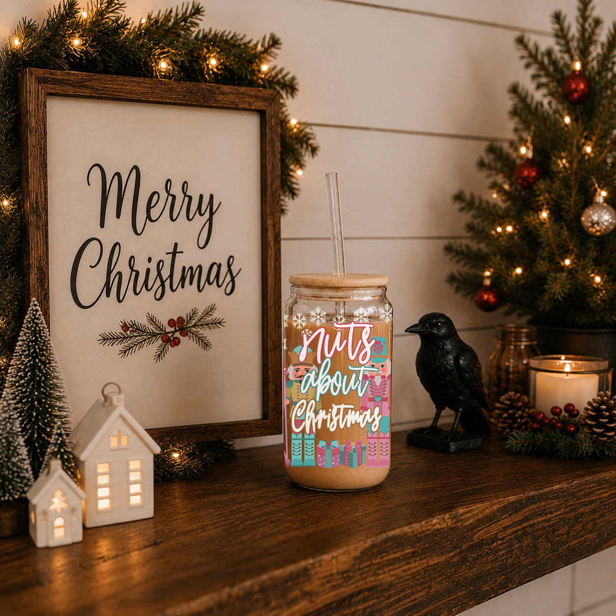 Nutcracker Nuts 17oz Glass Cup