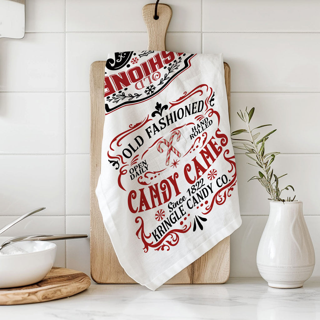 Sleigh + Candy Canes Kitchen Towel