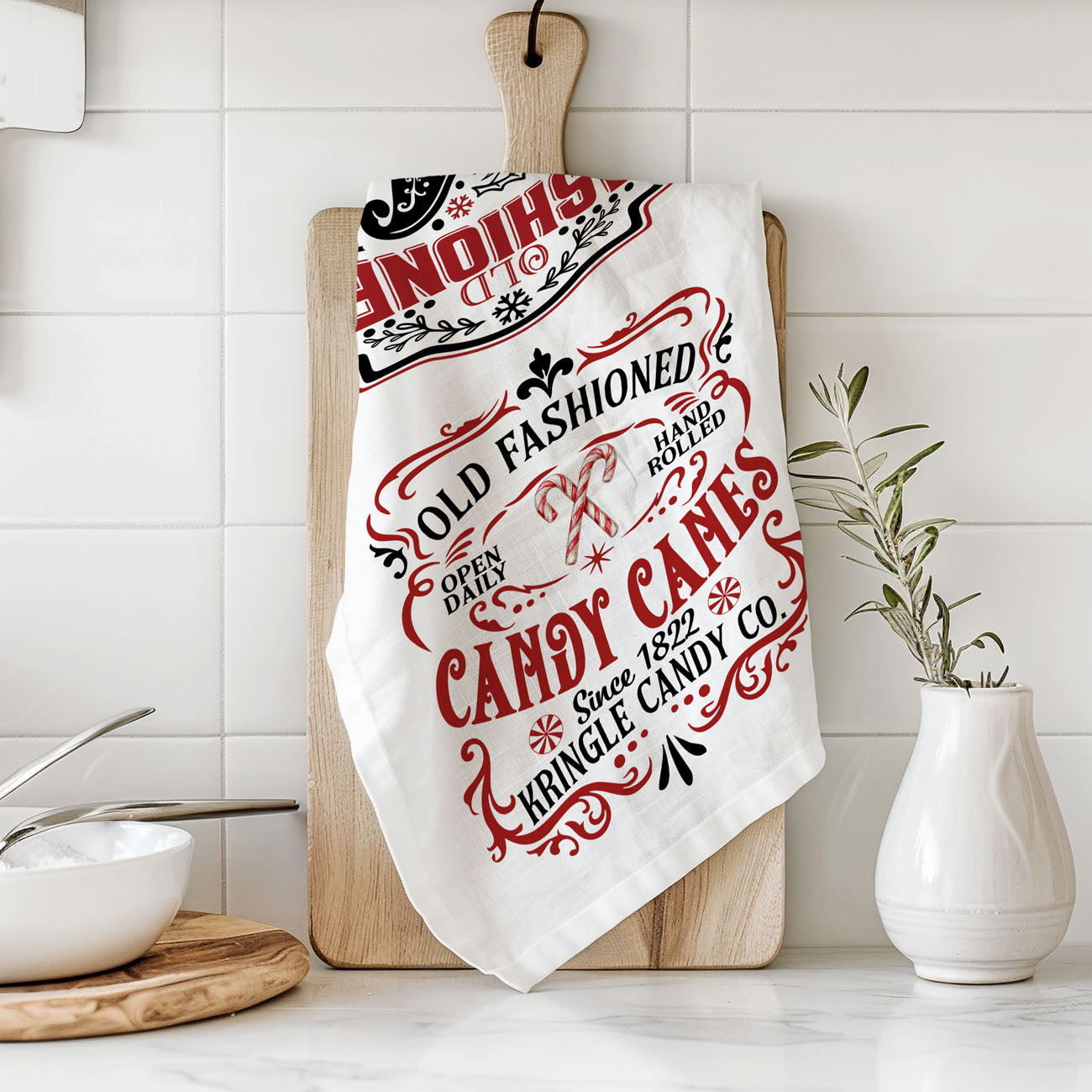 Sleigh + Candy Canes Kitchen Towel
