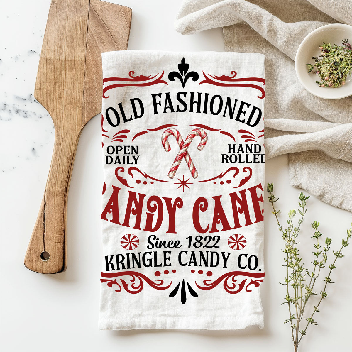 Sleigh + Candy Canes Kitchen Towel