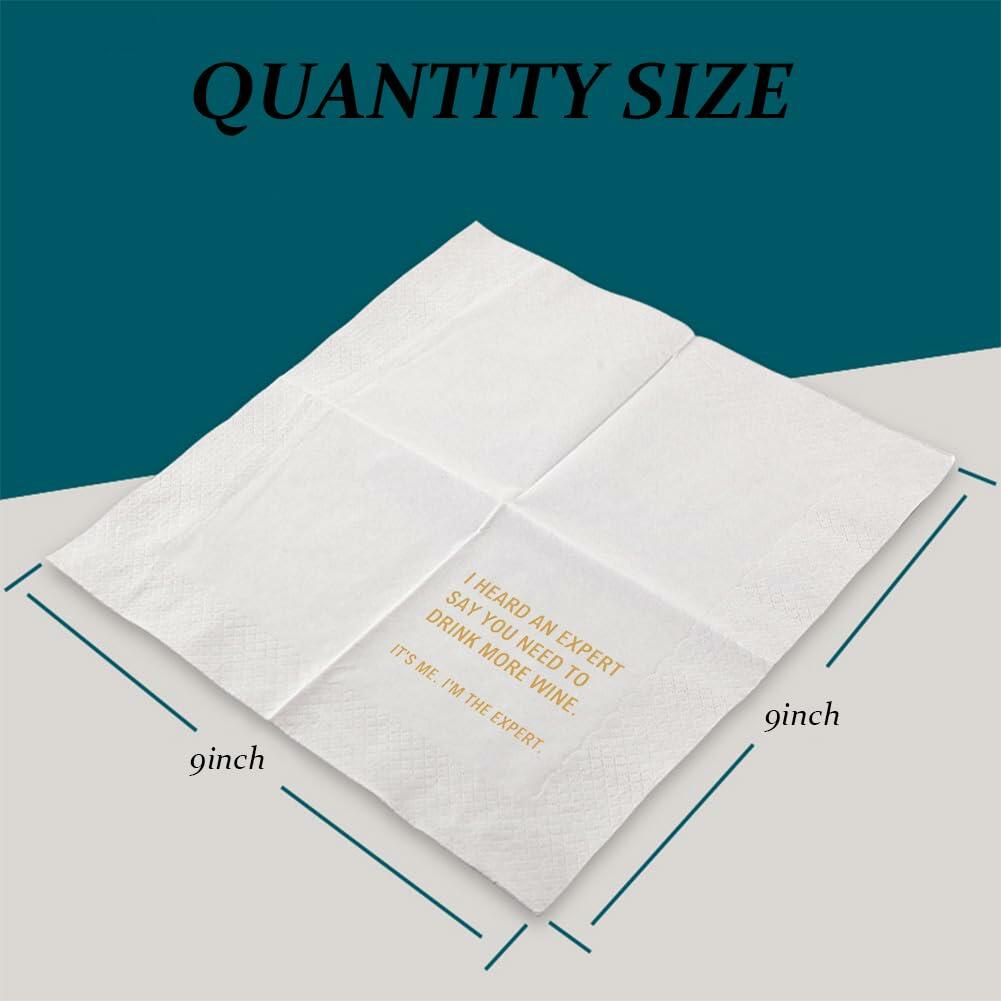 VOWFOO Yobo Bachelorette Cocktail Napkins 4.5x4.5 2-ply 100pcs White
