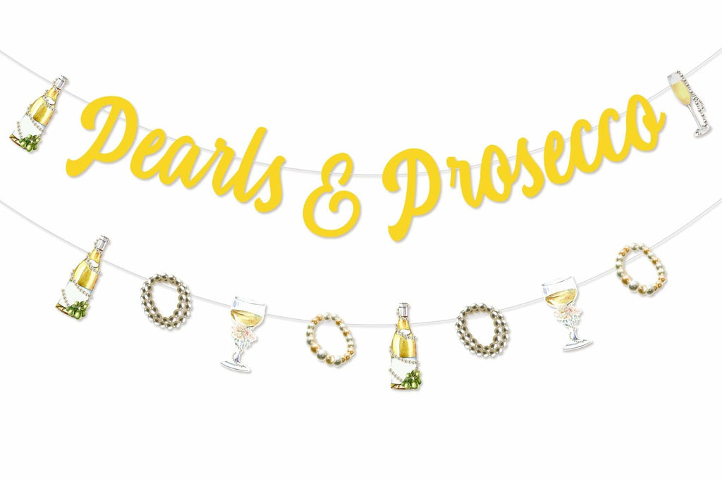 Sursurprise Pearls & Prosecco Bridal Shower Banner Bachelorette Wedding Decor
