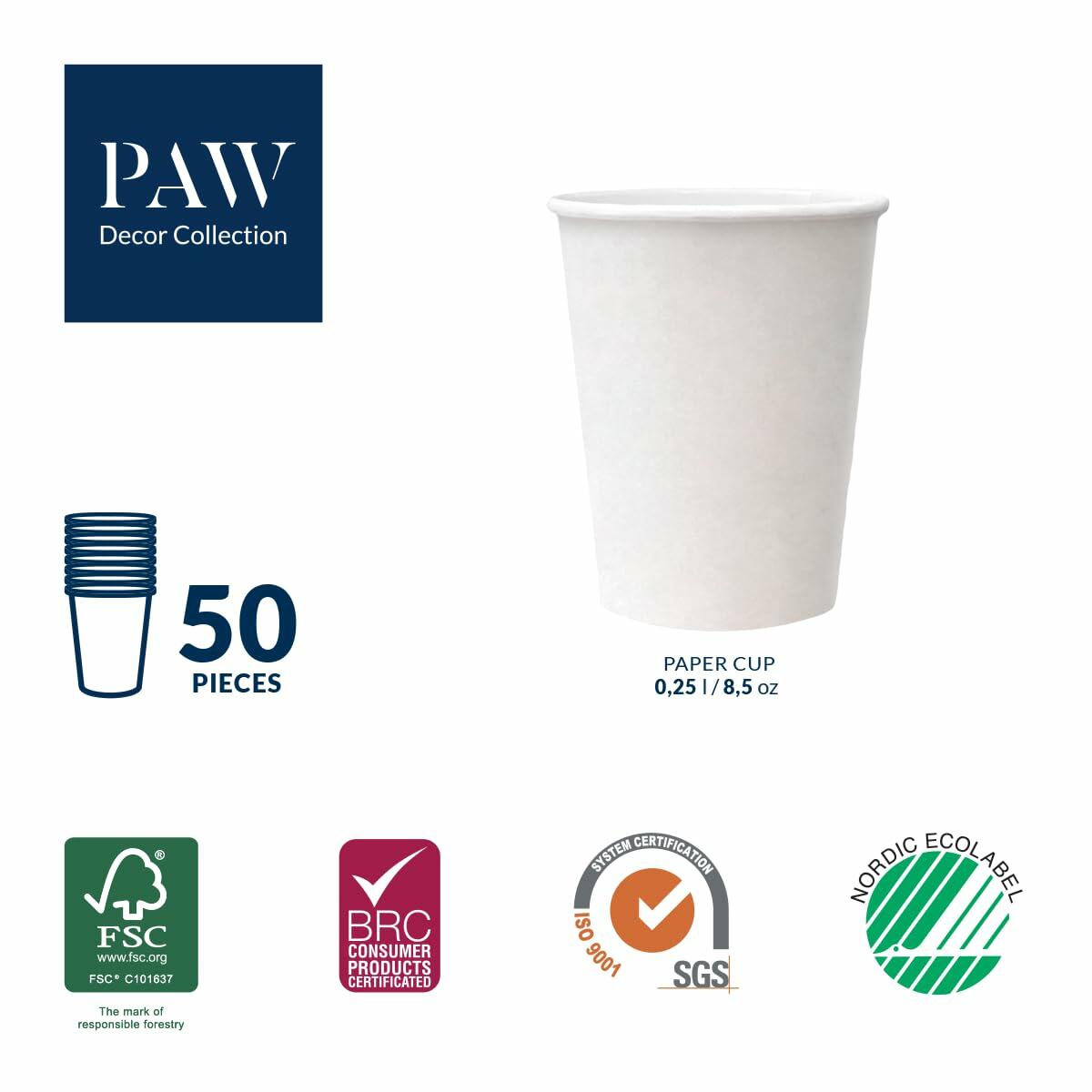 PAW 50-Pack 8.5oz Disposable Paper Cups Gold Confetti Hot & Cold Party Cups
