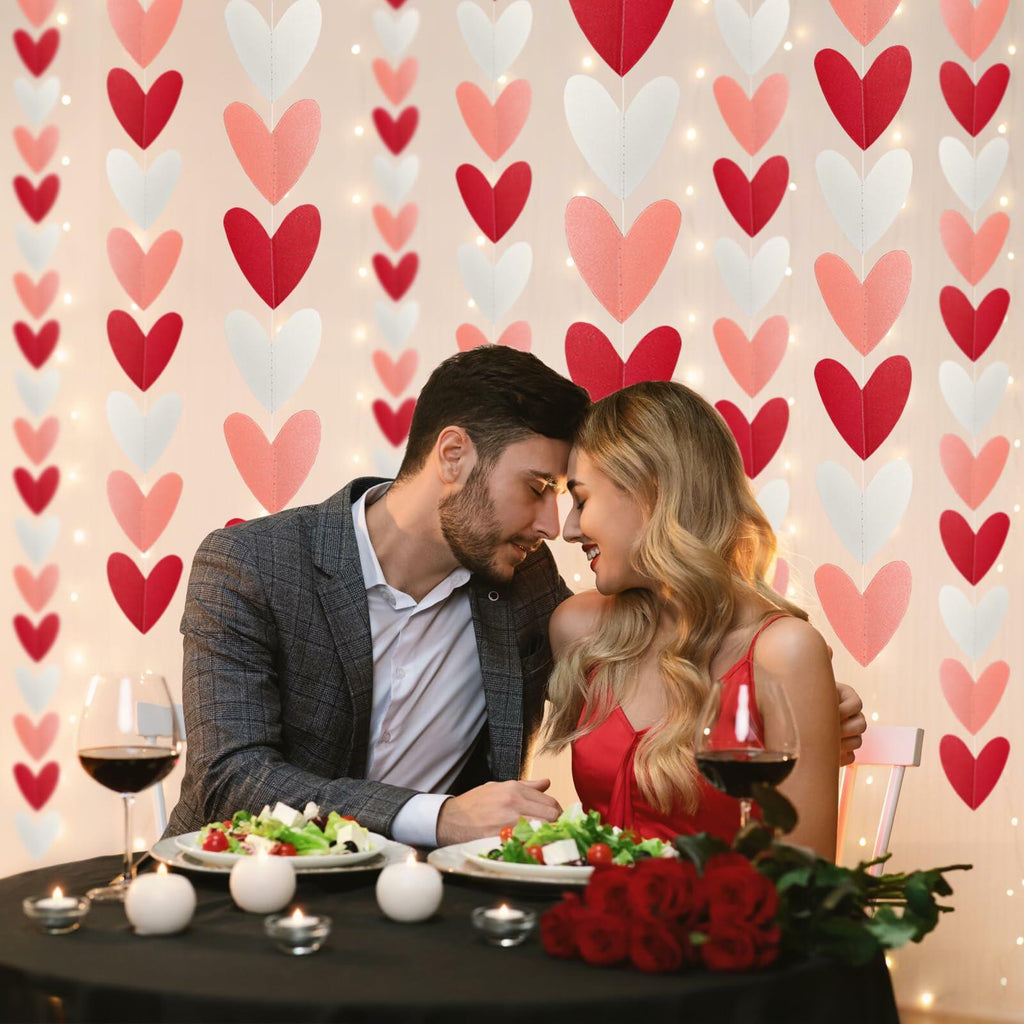 Heliltd Heart Garland 39ft Pink Red White Paper Banner Party Decor