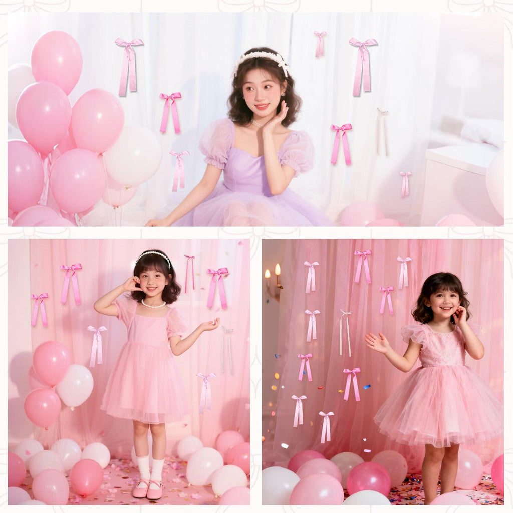 YCZYCZ Pink Satin Bow Wall Decor Garland 24PCS DIY Party Decorations
