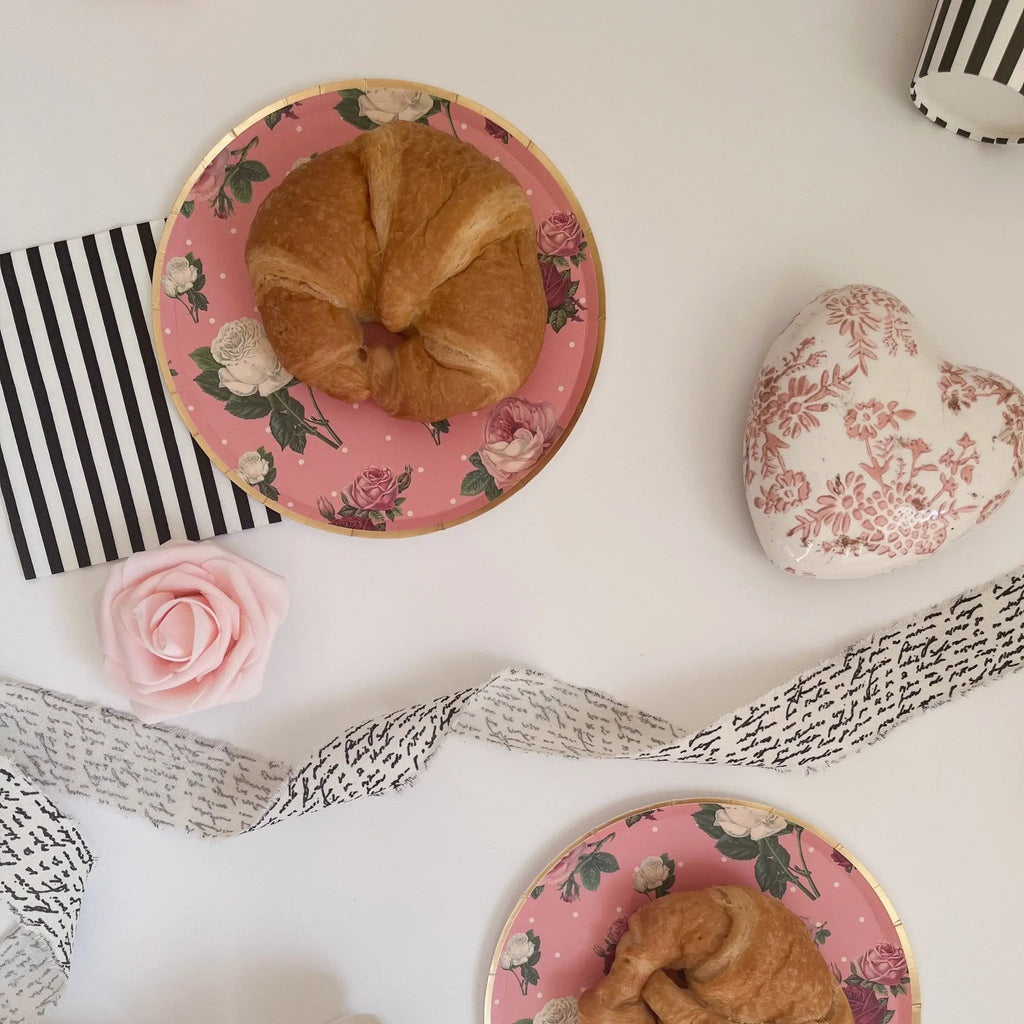 Patisserie Vintage Pink Floral Small Paper Plate (8pcs)