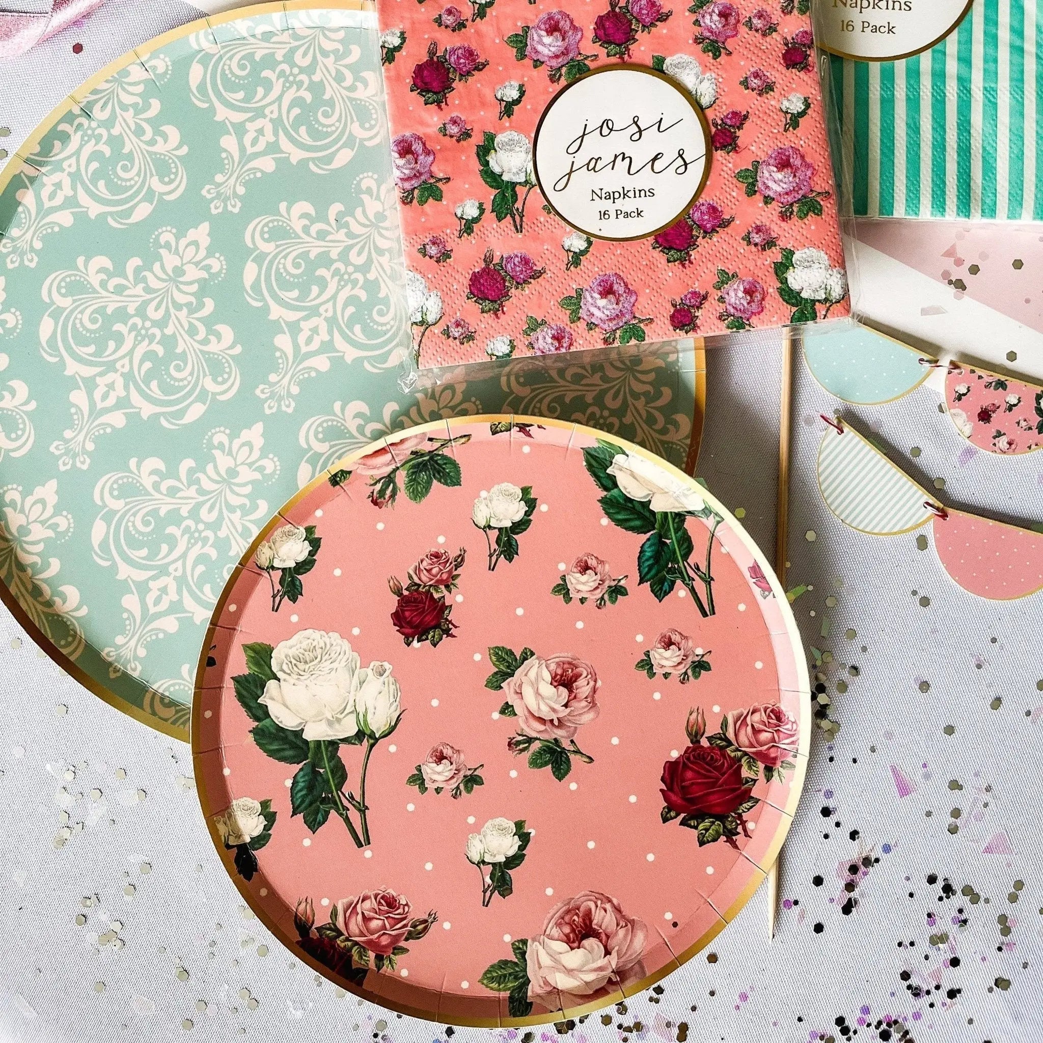 Patisserie Vintage Pink Floral Small Paper Plate (8pcs)