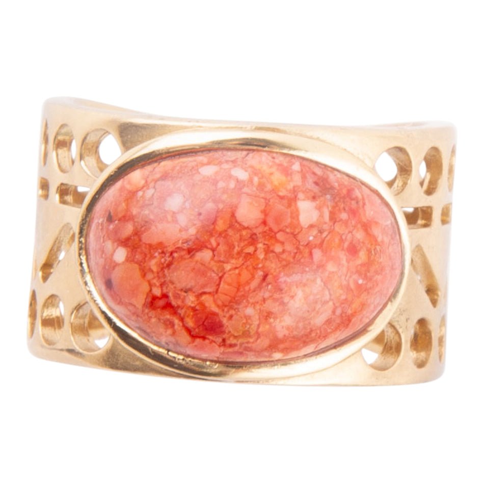 Pharoah Orange Sponge Coral and Golden Bronze Ring
