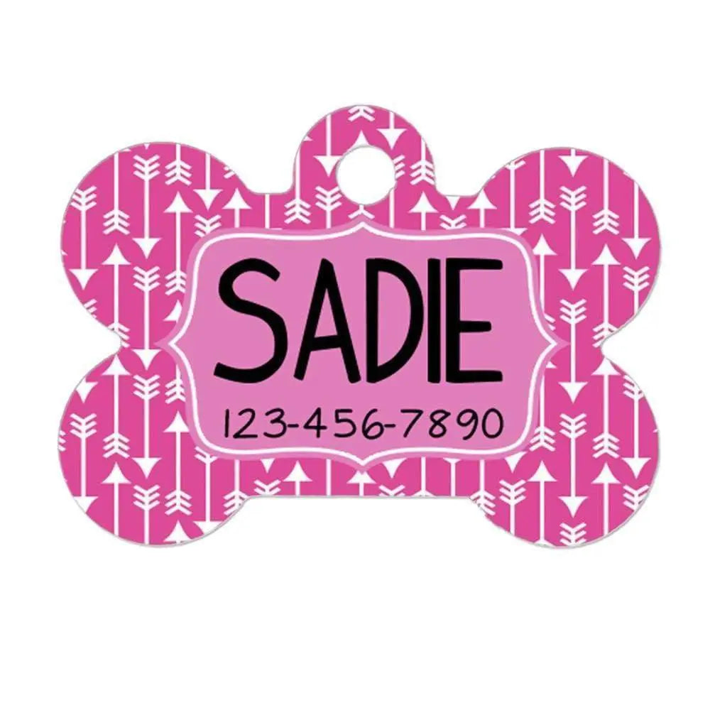 Pink Arrow Custom Dog Tag Geometric Pattern