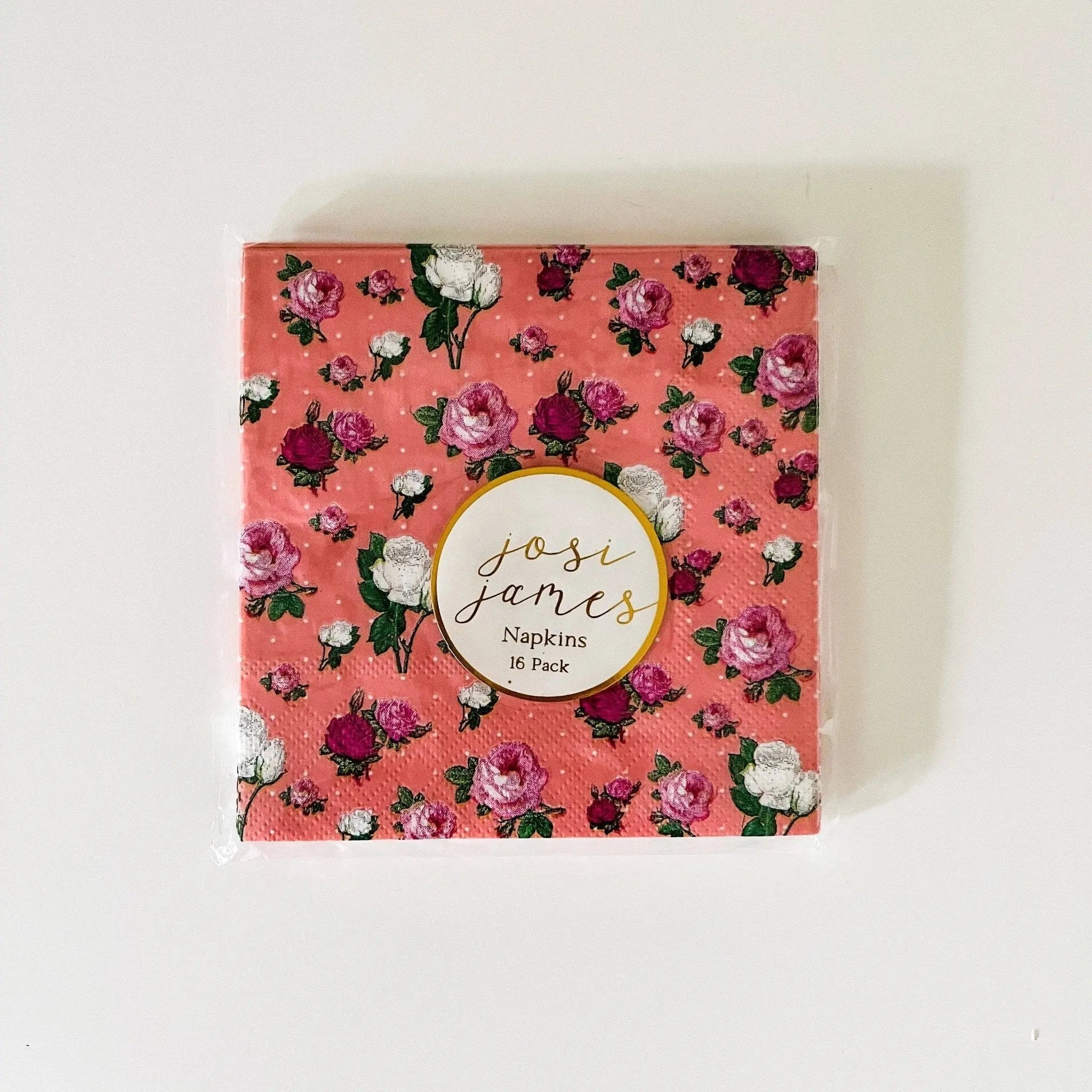 Pink Polka Dot Vintage French Floral Cocktail Paper Napkins (16pcs)