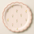 Pink Striped Scalloped Dinner Plate Pink Floral HG