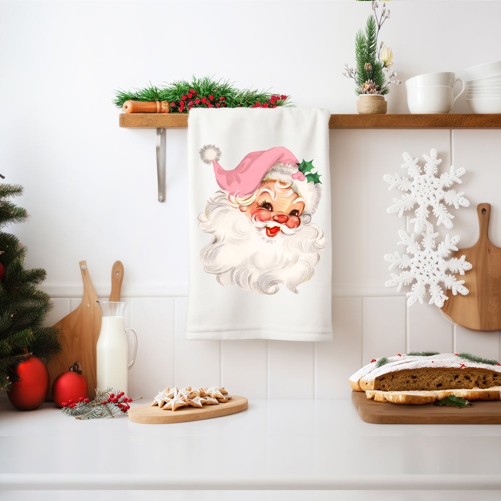 Pink Santa Vintage Kitchen Towel