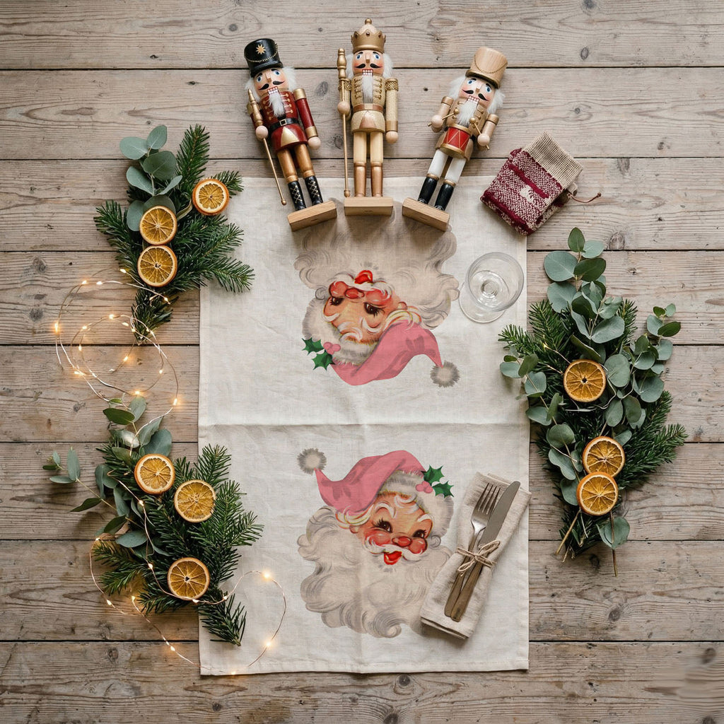 Pink Santa Vintage Kitchen Towel