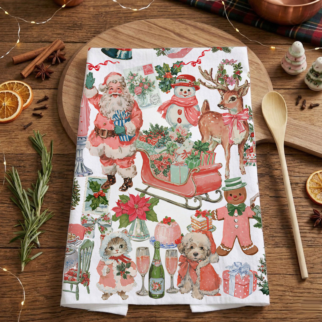 Vintage Pink Kitchen Towel