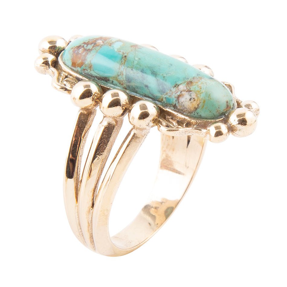 Plateau Blue Turquoise and Golden Ring