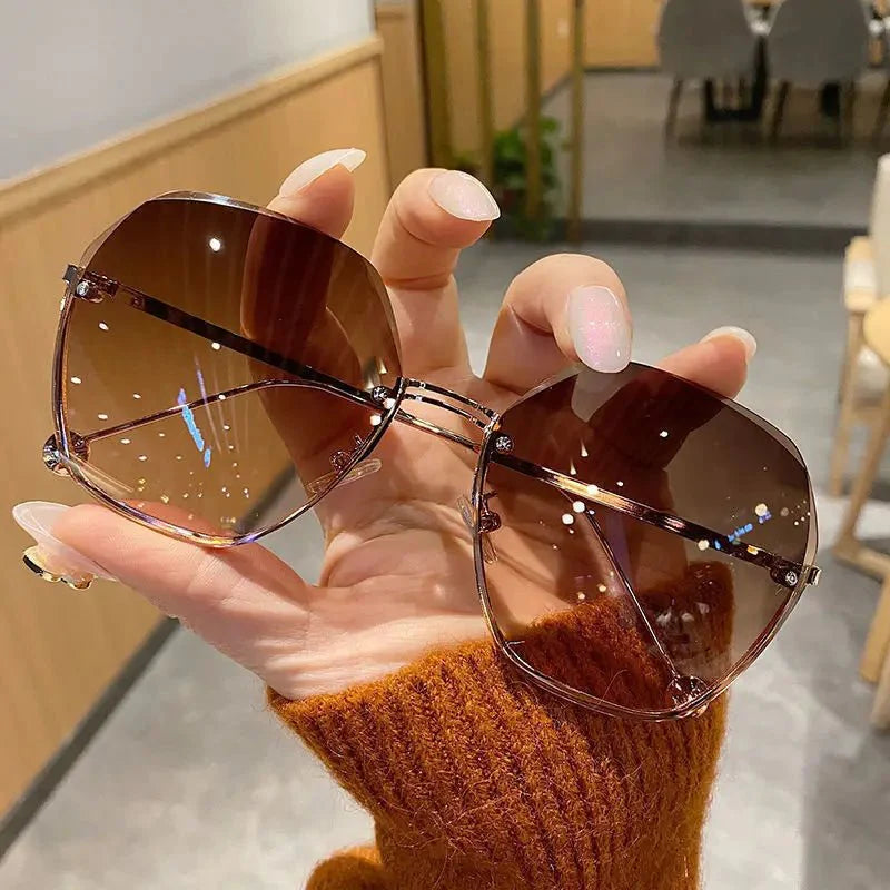 Polygonal Metal Sunglasses | Retro Luxury UV Protection Eyewear for Women