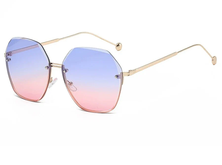 Polygonal Metal Sunglasses | Retro Luxury UV Protection Eyewear for Women