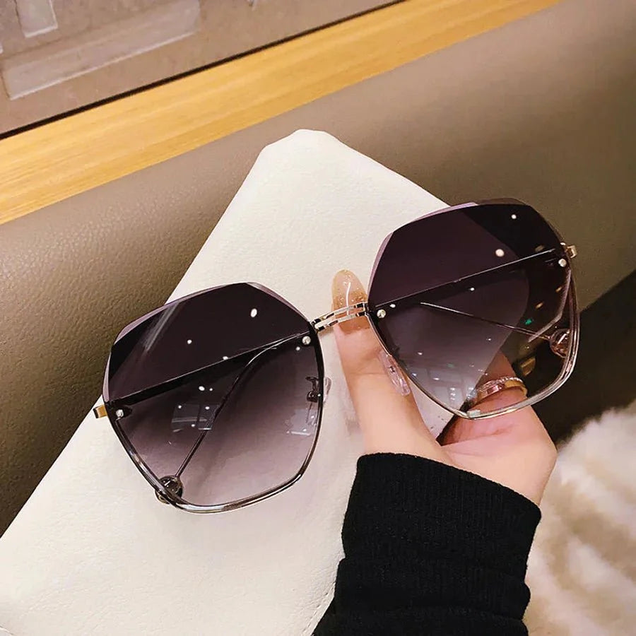 Polygonal Metal Sunglasses | Retro Luxury UV Protection Eyewear for Women