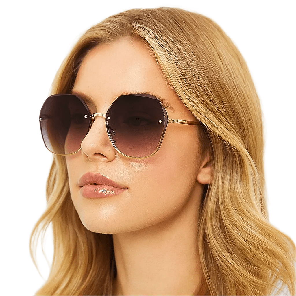 Polygonal Metal Sunglasses | Retro Luxury UV Protection Eyewear for Women