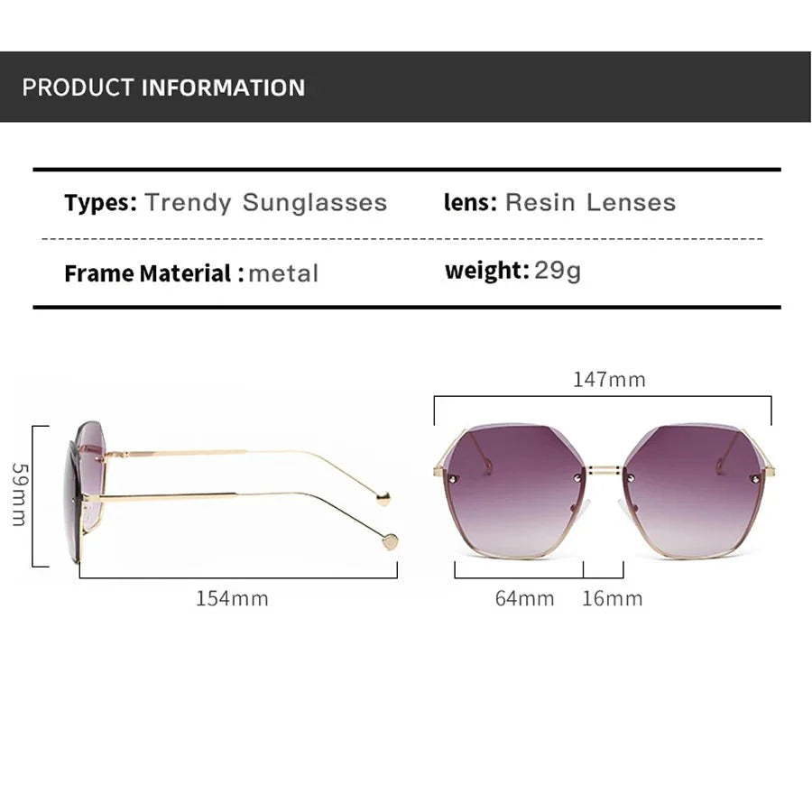 Polygonal Metal Sunglasses | Retro Luxury UV Protection Eyewear for Women